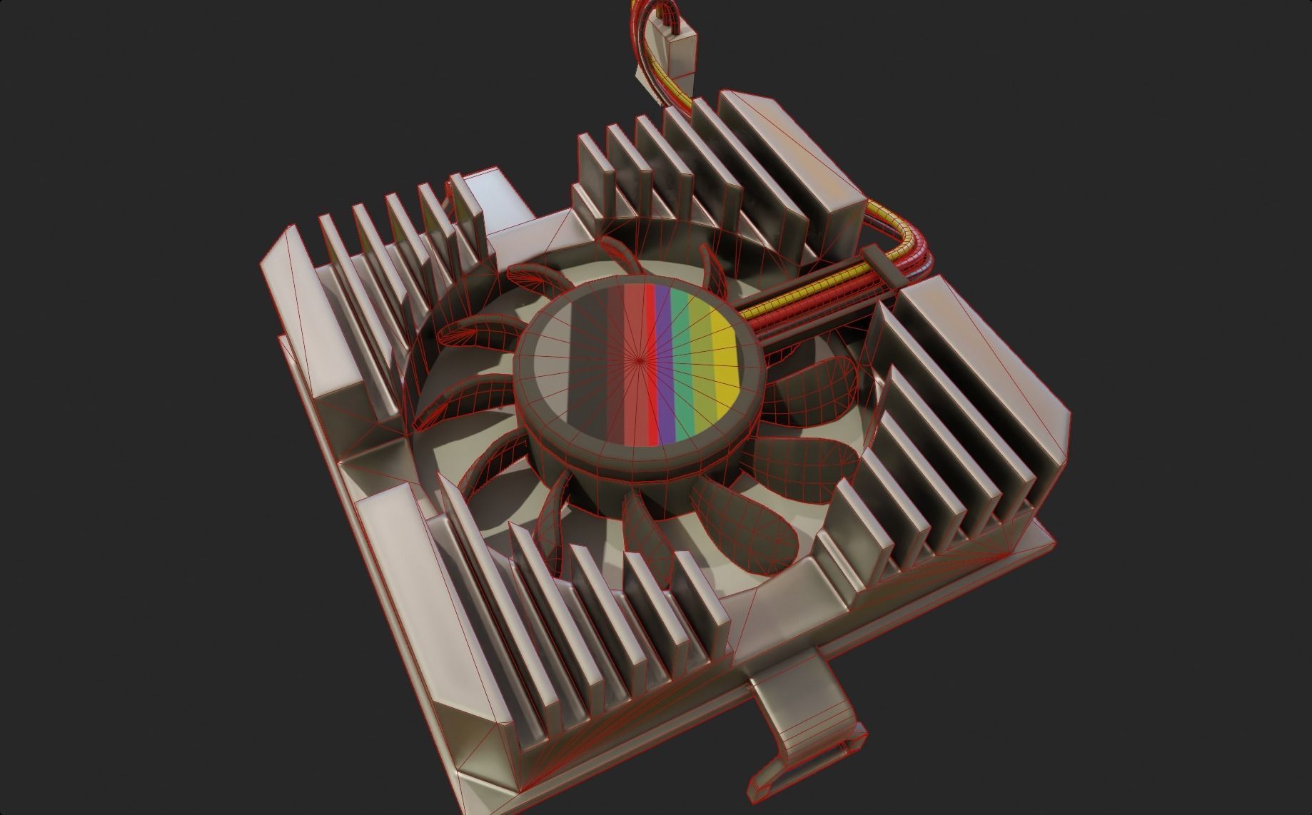 3D model cpu cooler retro vintage simple computer fan cooler lowpoly VR ...