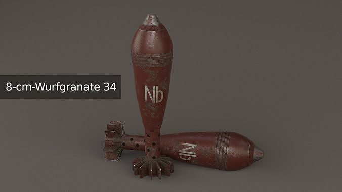 3D Model 8 Cm Wurfgranate 34 VR AR Low poly CGTrader
