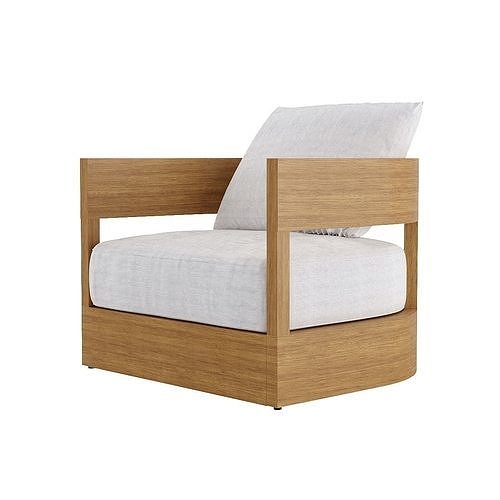 BALMAIN TEAK SWIVEL LOUNGE CHAIR 3D model CGTrader