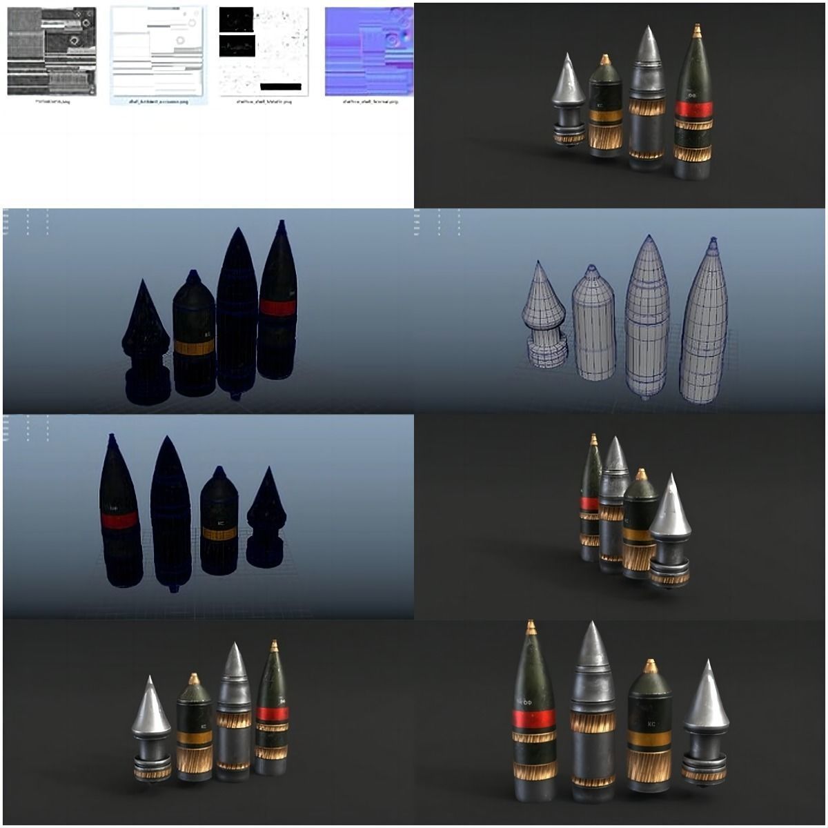 Tank shells armor-piercing shells High explosive shells 3D model | CGTrader