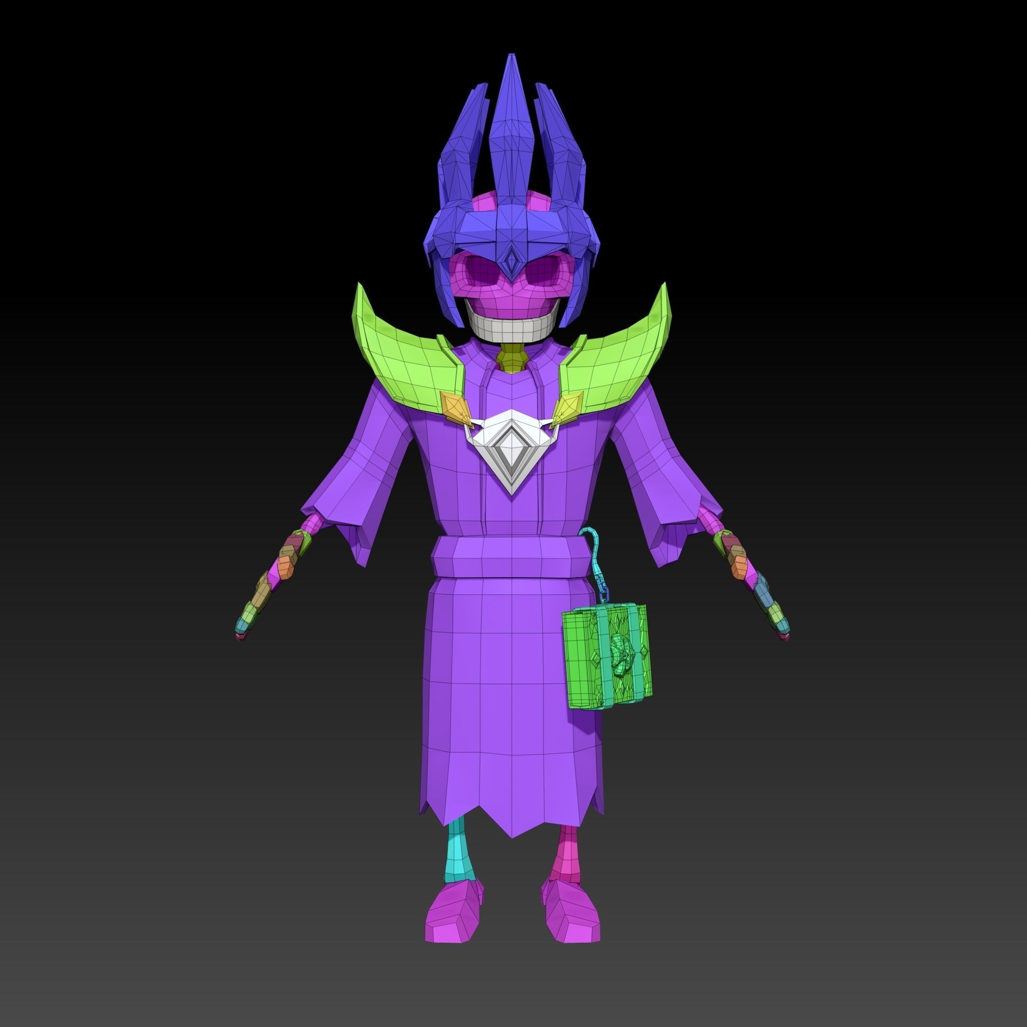 3d Model Cartoon Skeleton Necromancer Mobile Game Ready Vr Ar Low