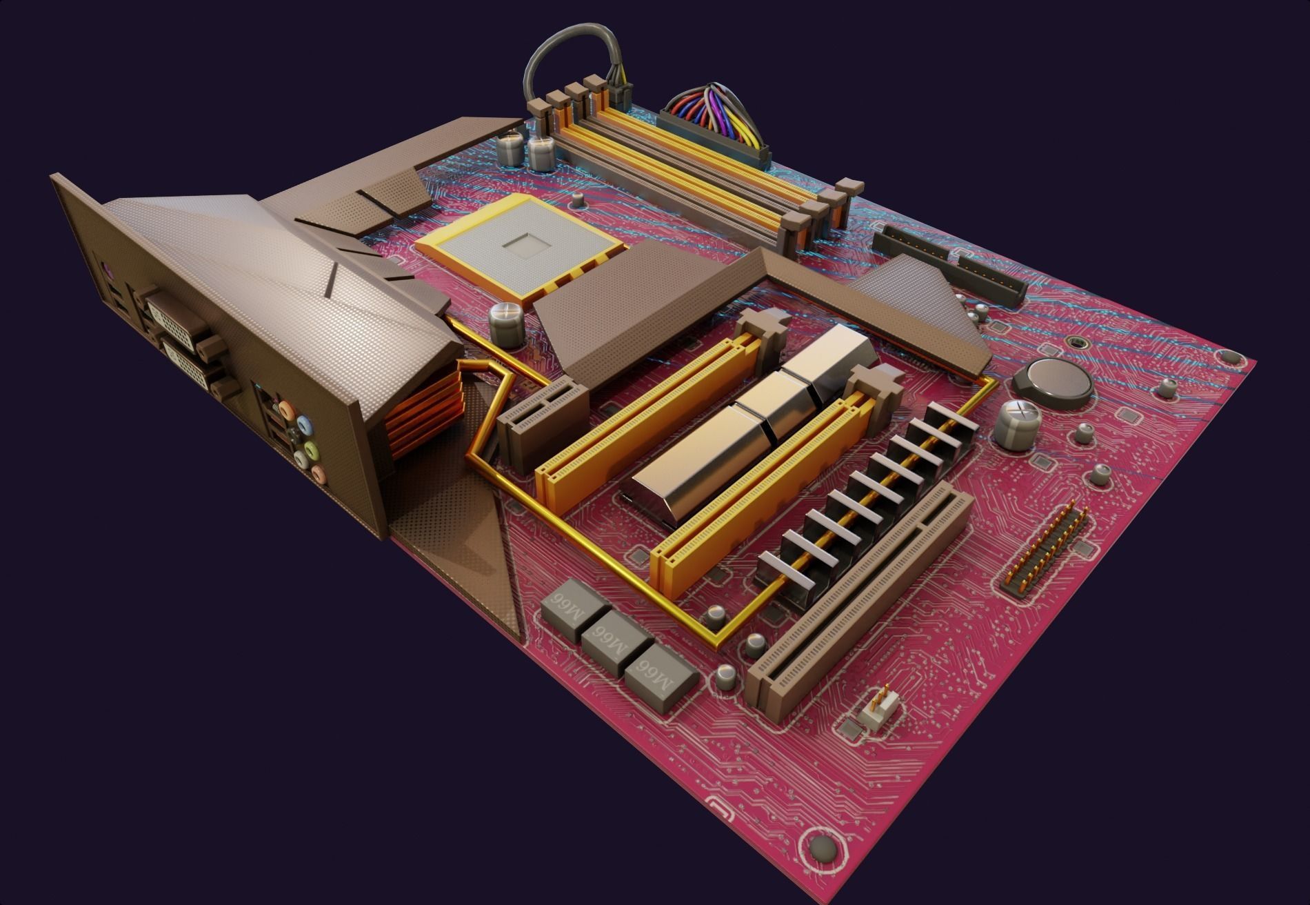 3D model rgb pc motherboard gaming gamer pcie computer circuit board VR ...