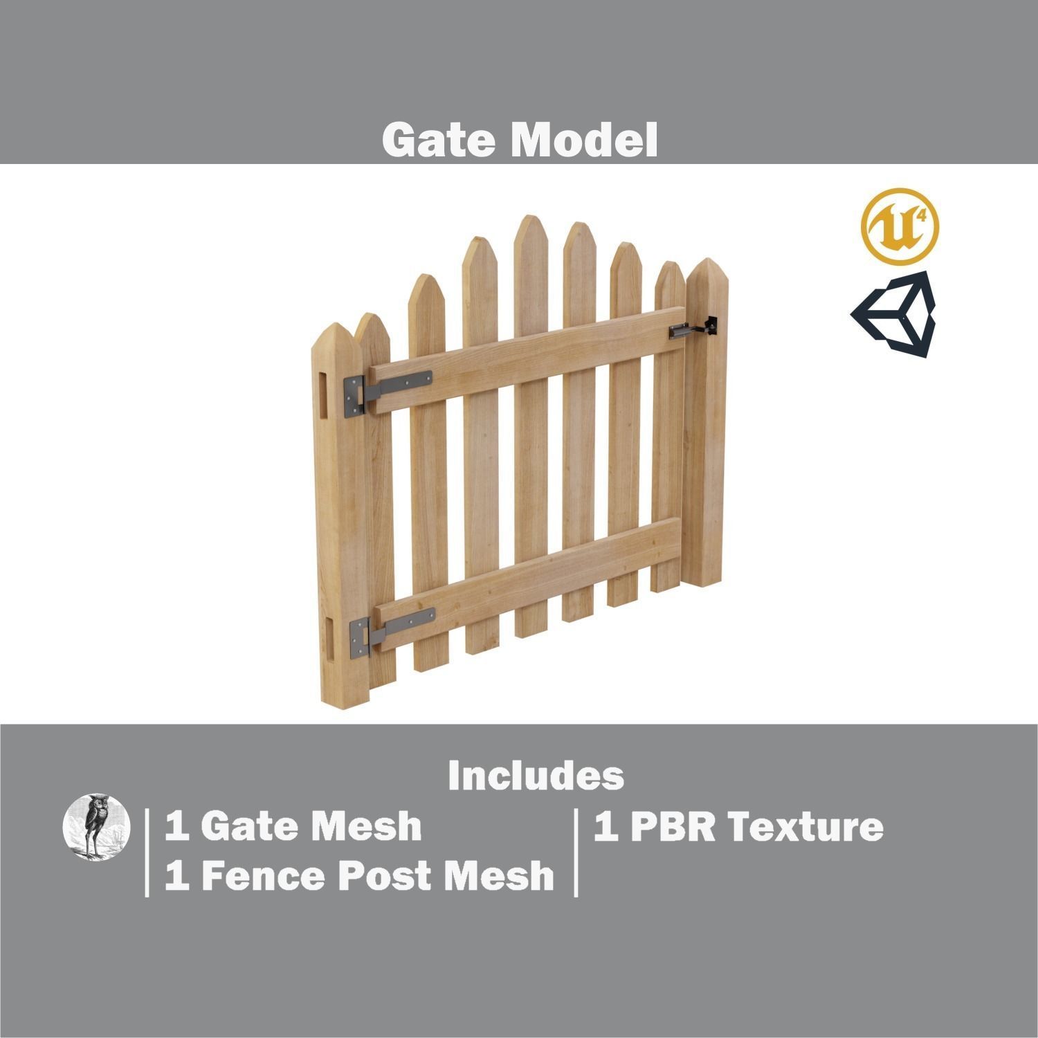 3D model Modular Fence Gate Arched Colonial Gothic Picket Fence Gate
