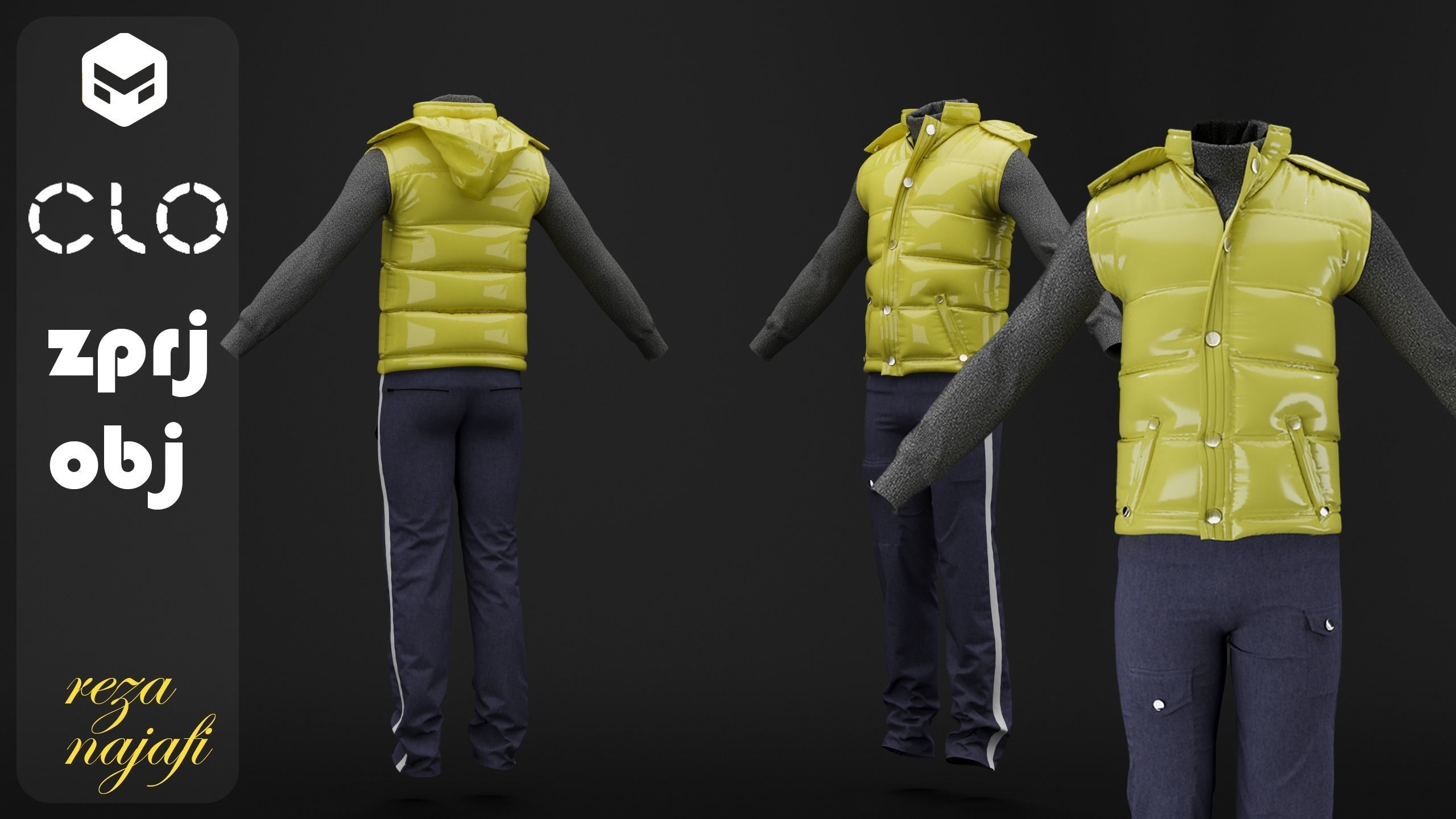 Vest jacket for marvelous designer 3D model | CGTrader