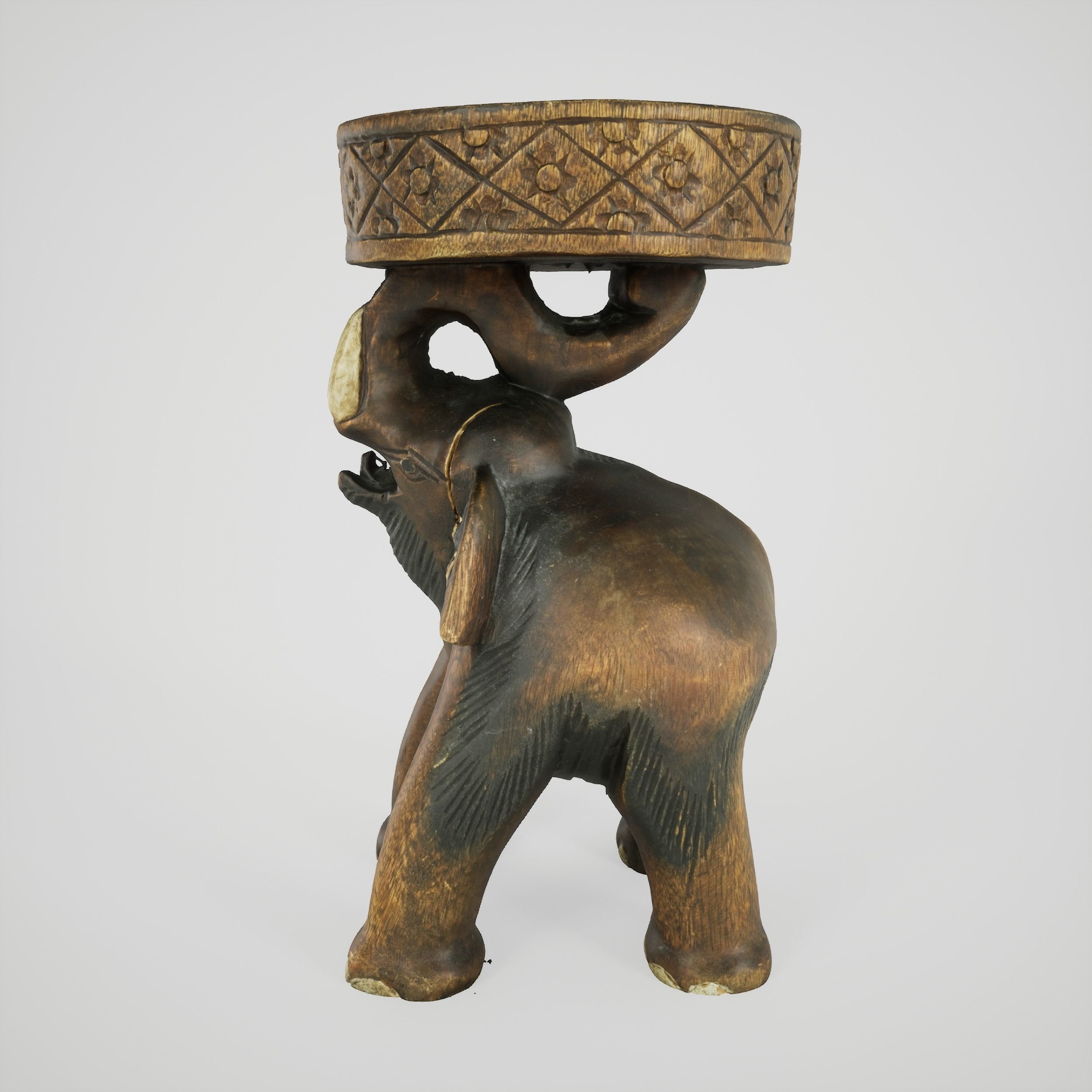 Wooden Elephant Side Table 3D model CGTrader