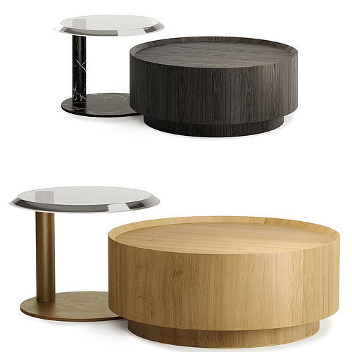 Set of 2 Round Nesting Coffee Table Set 3D model | CGTrader