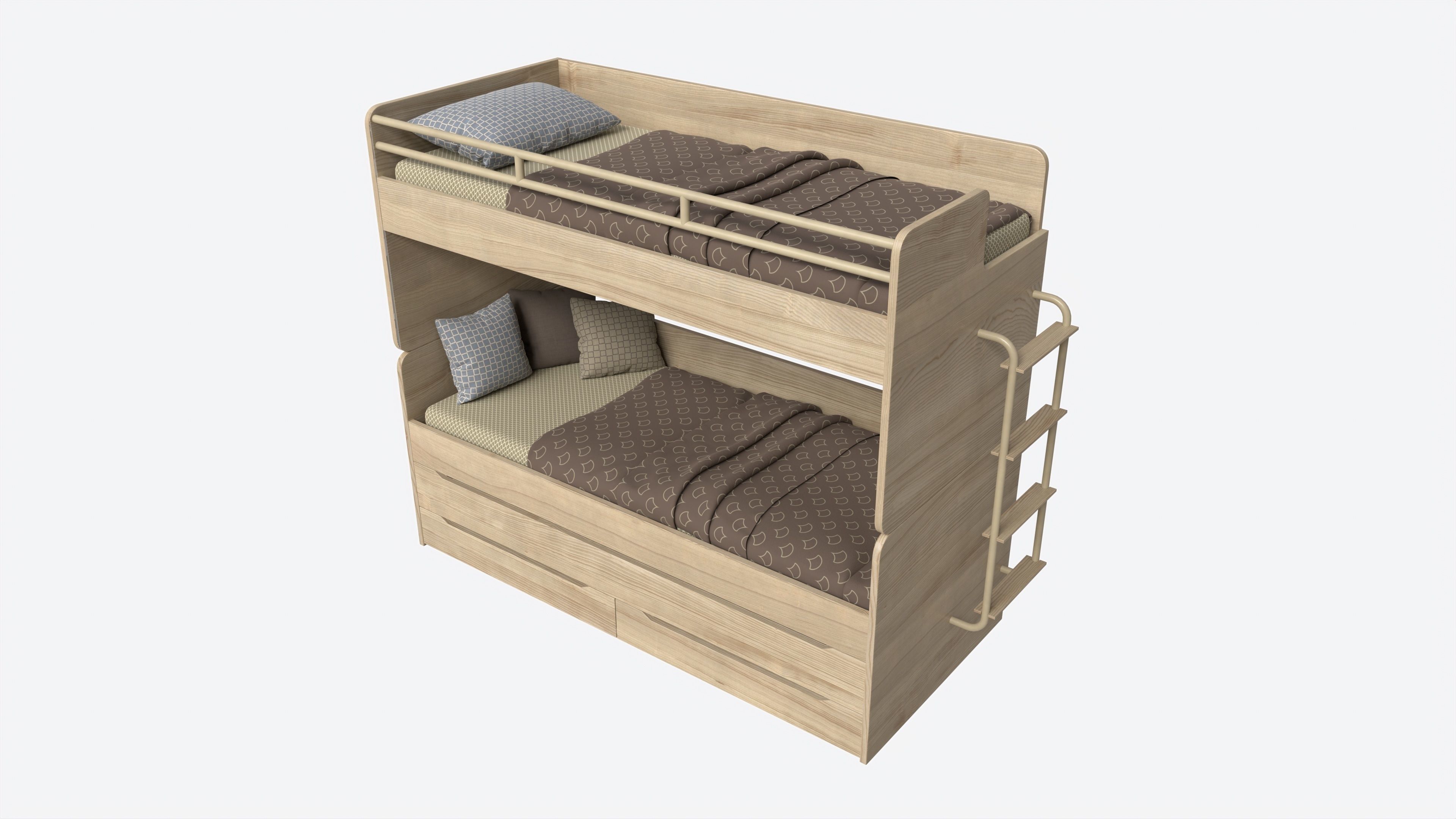 Bunk Bed for Children with Storage 3D model | CGTrader