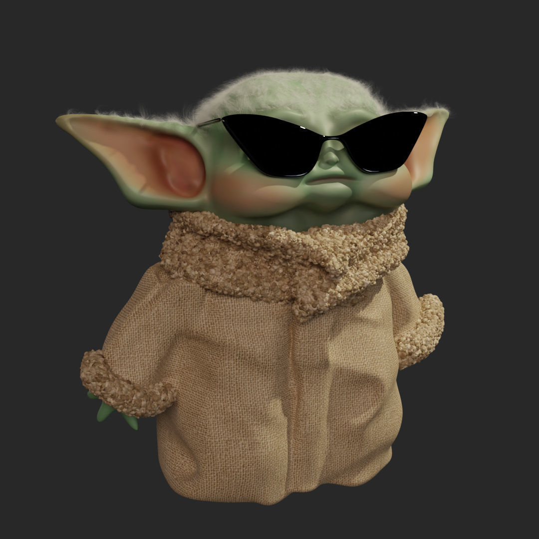 Baby Yoda Grogu with glasses 3D model CGTrader