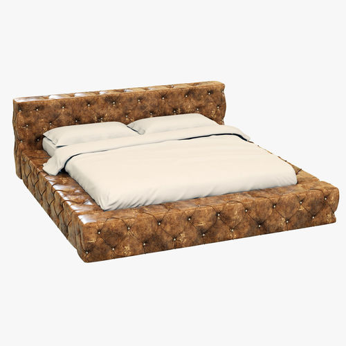 Restoration Hardware Soho Tufted Leather Platform Bed 3d Model Max