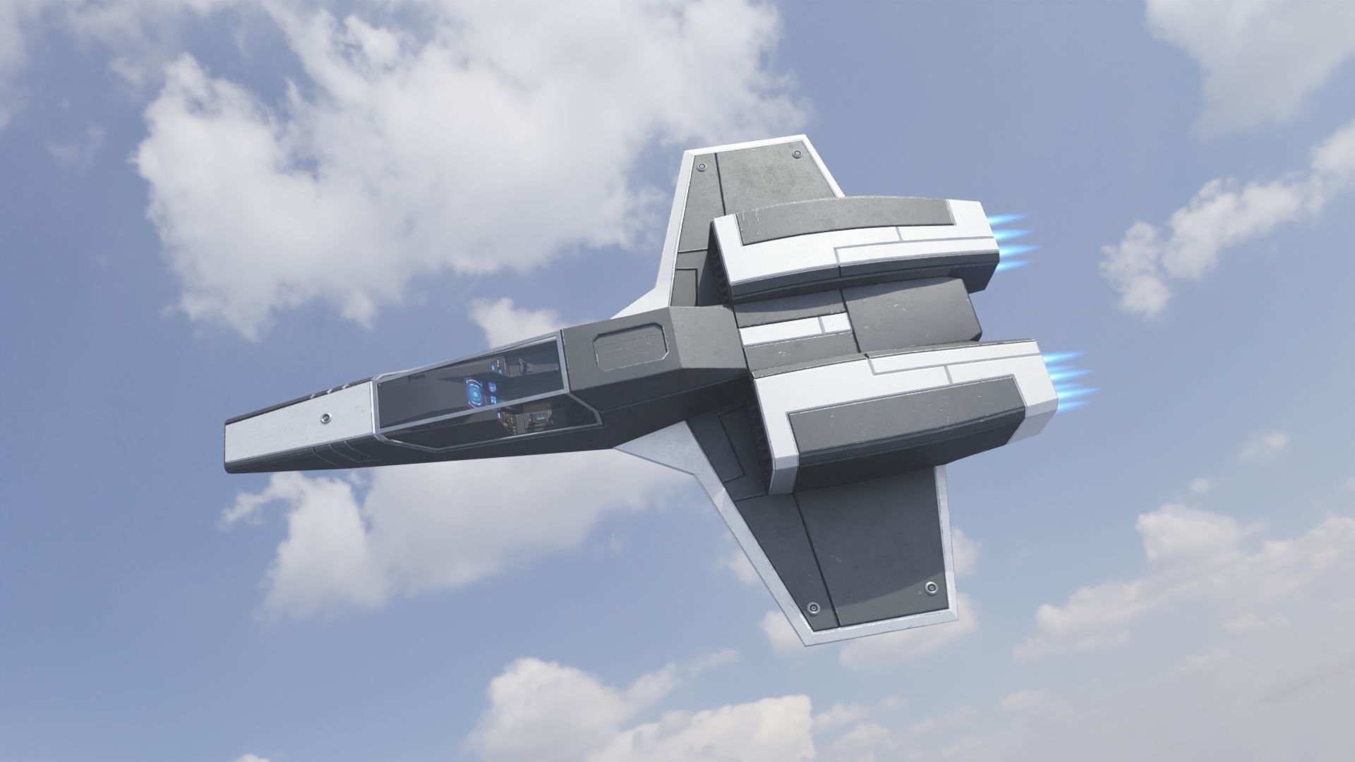 3D model Sci Fi Fighter Jet with Interior Cockpit VR / AR / low-poly ...