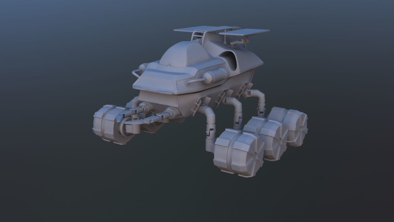 Futuristic Mars Rover 3D model rigged | CGTrader