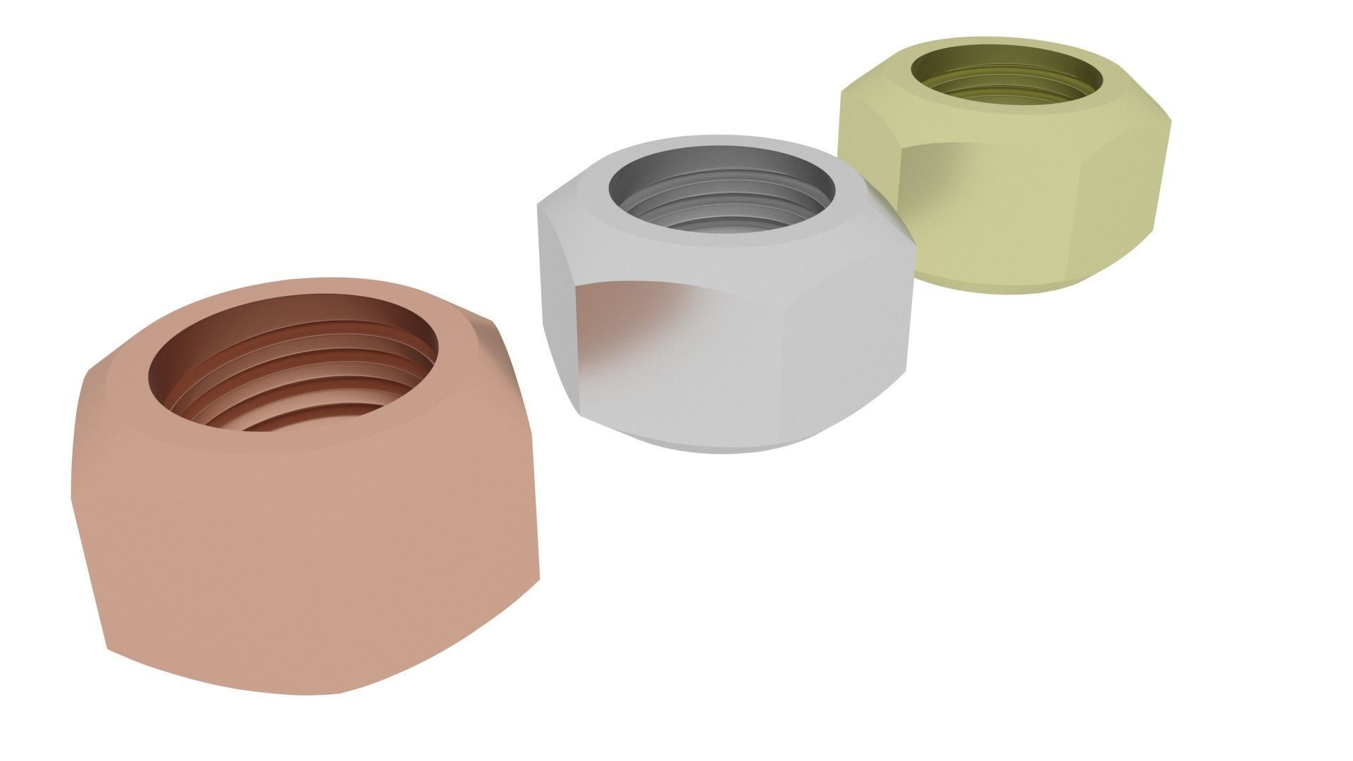 Hex Nuts 3D model | CGTrader