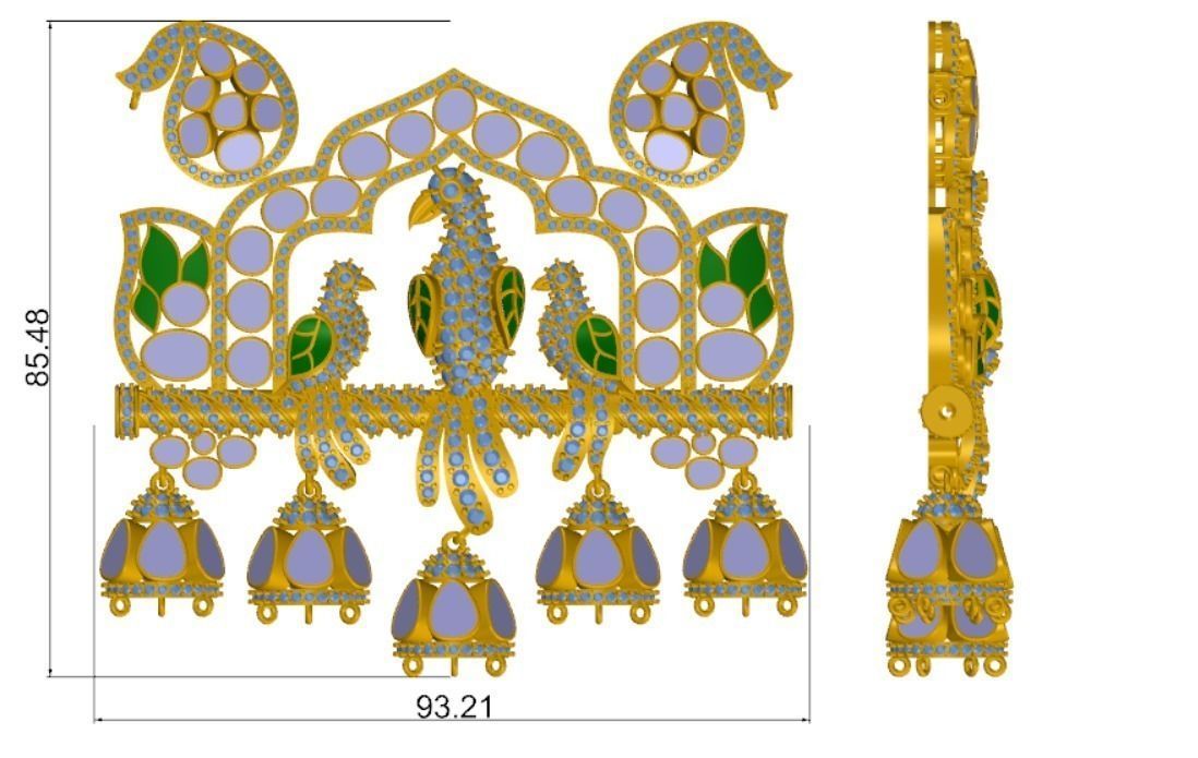 Peacock Beautiful necklace Indian Jewelry Design Polki Diamond 3D model ...