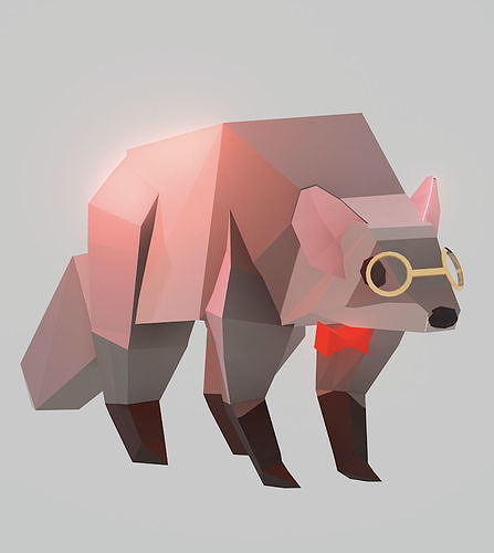 Low poly raccoon 3D model 3D printable | CGTrader