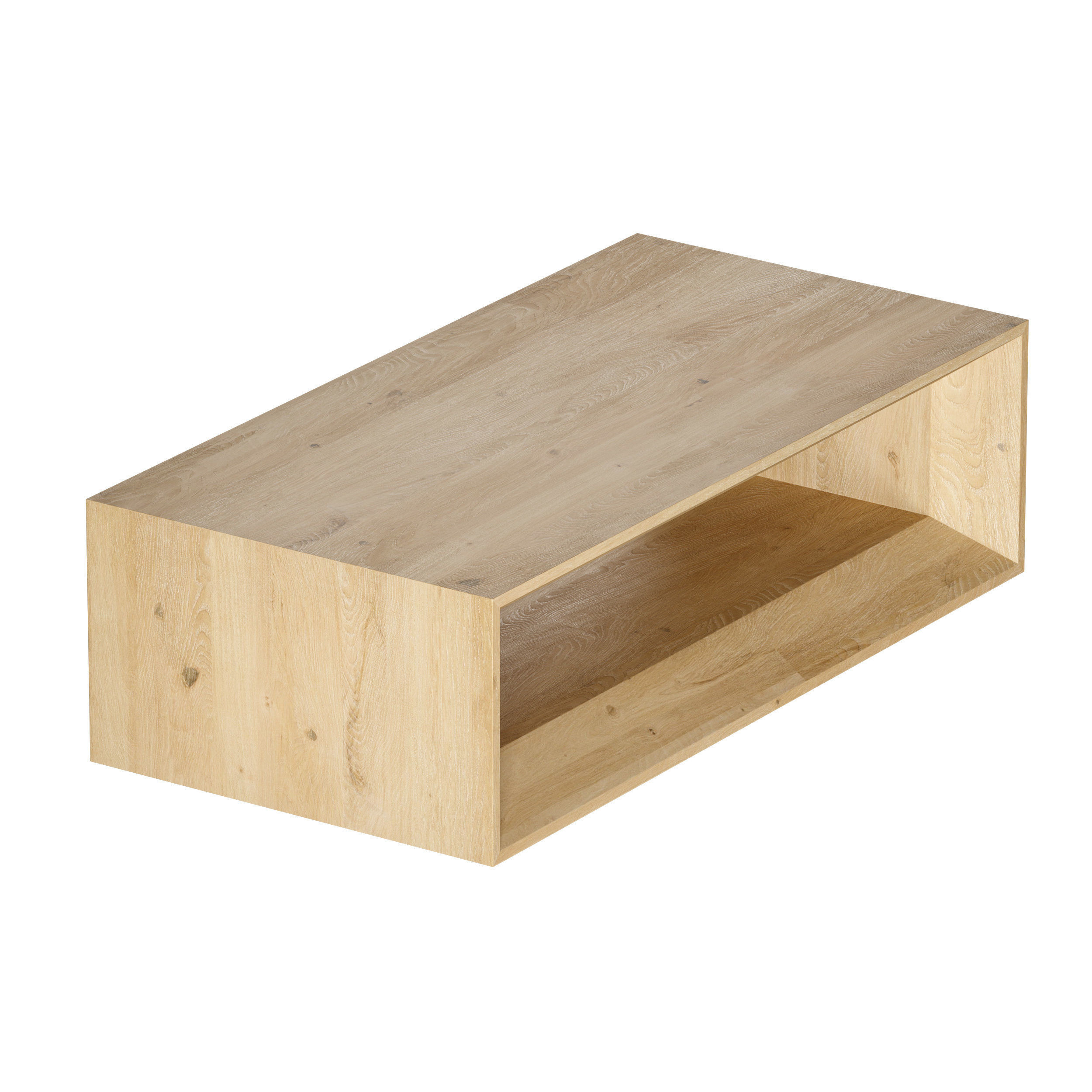 Vernon Rectangular Natural Pine Wood Coffee Table with Shelf 3D model