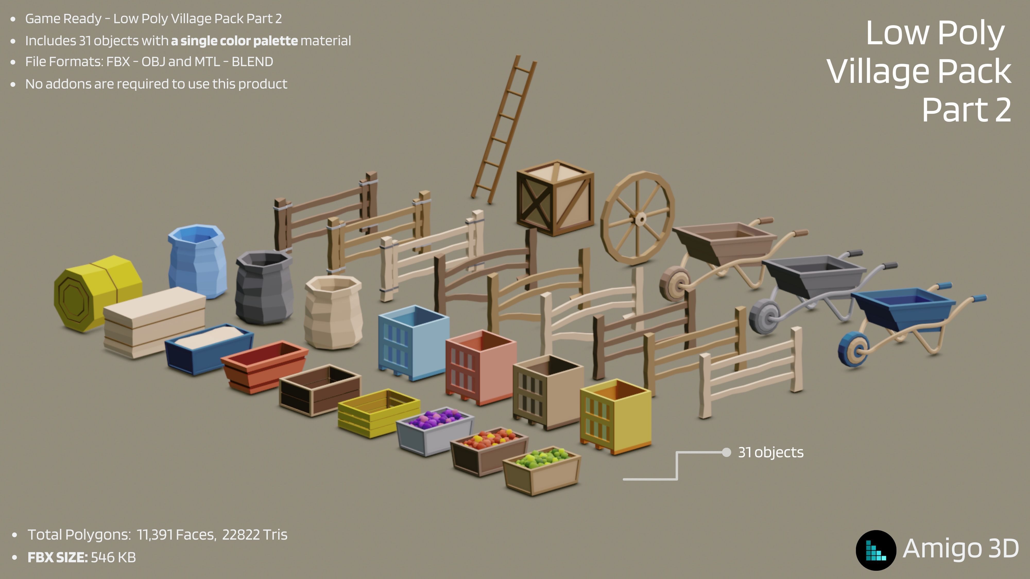 3D model Low Poly Village Pack - Part 2 VR / AR / low-poly | CGTrader