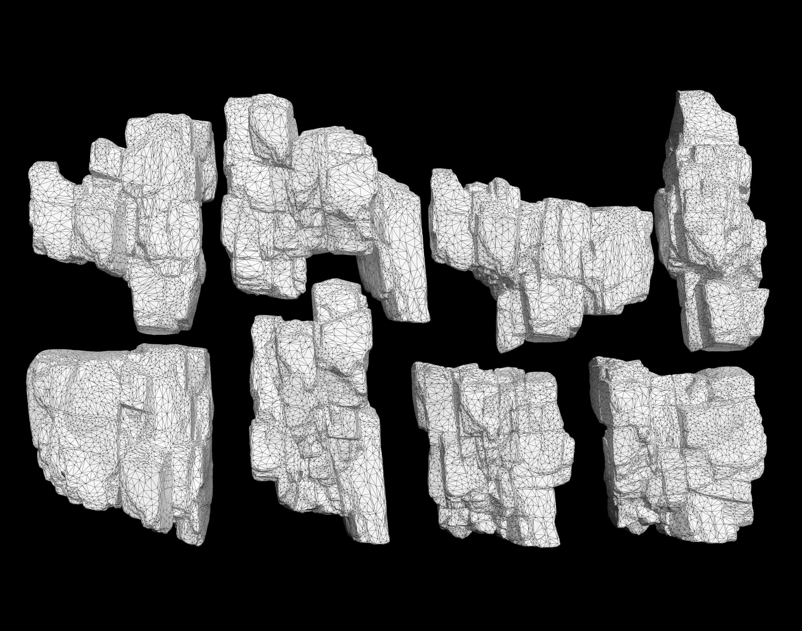 3D model Low Poly Black Cracked Cliff Rock 231012 VR / AR / low-poly ...