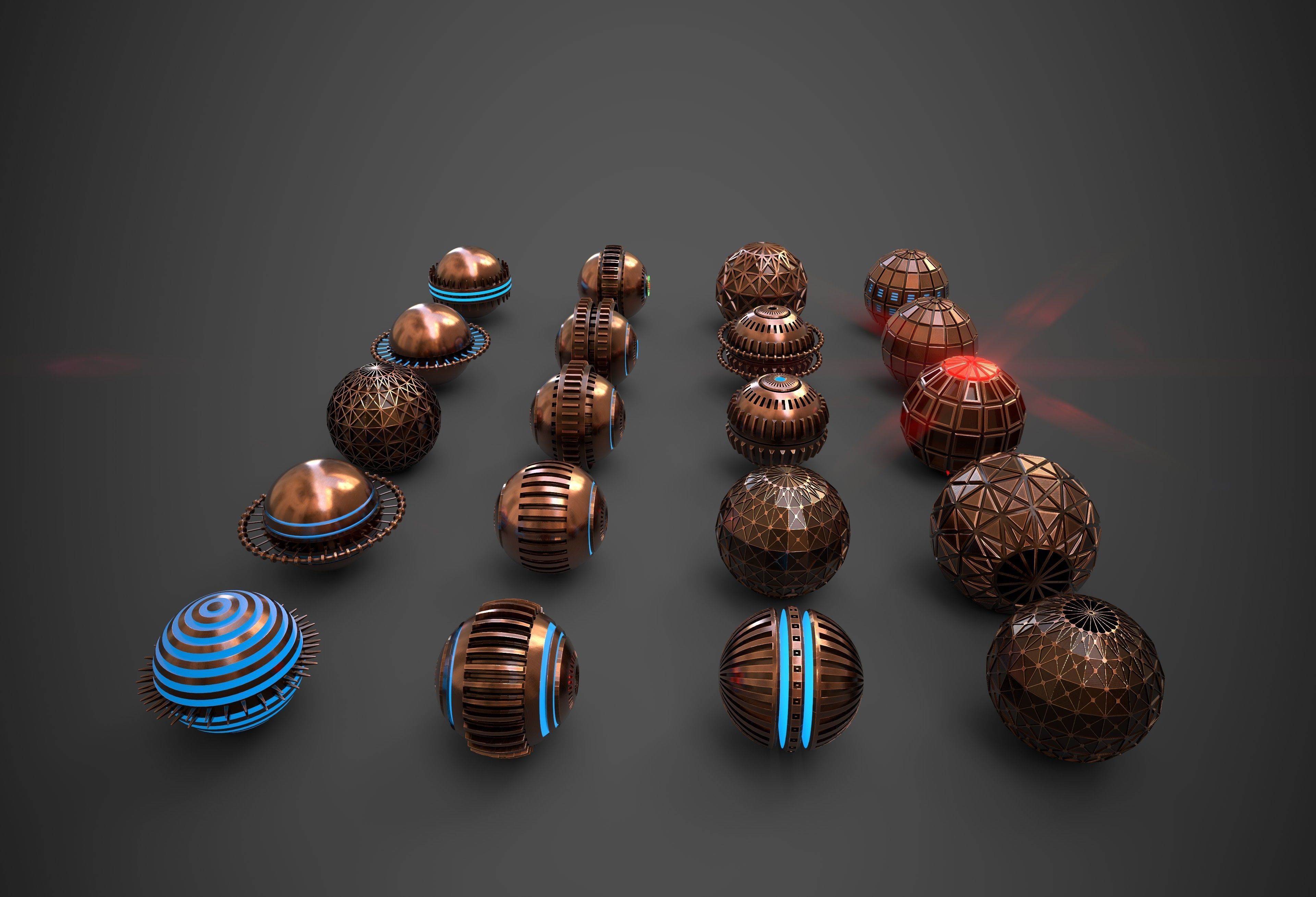 3D model Sci-Fi Sphere Collection Metal Two VR / AR / low-poly | CGTrader
