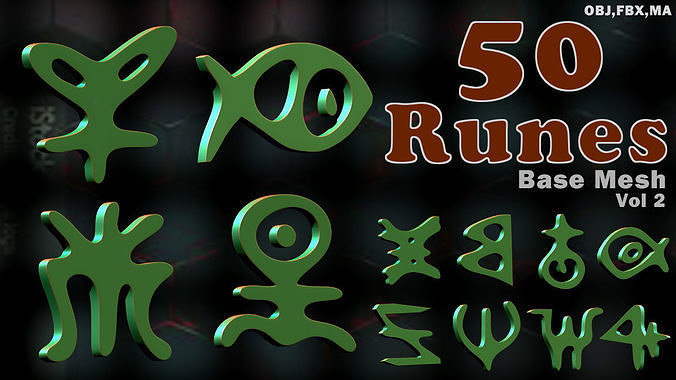 3D model 50 Runes Base Mesh Vol 2 VR / AR / low-poly | CGTrader