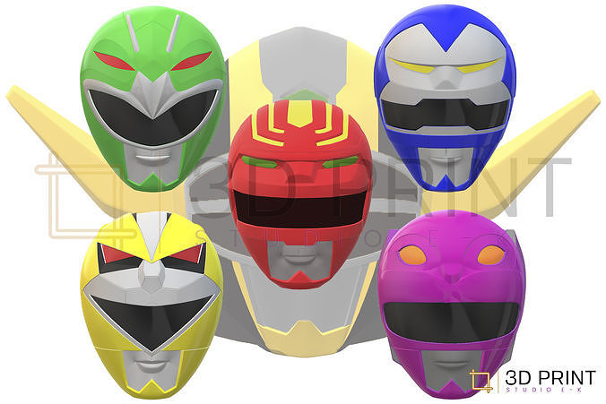 Power Rangers Lost Galaxy Rangers Pack helmet plus gift file 3D model ...