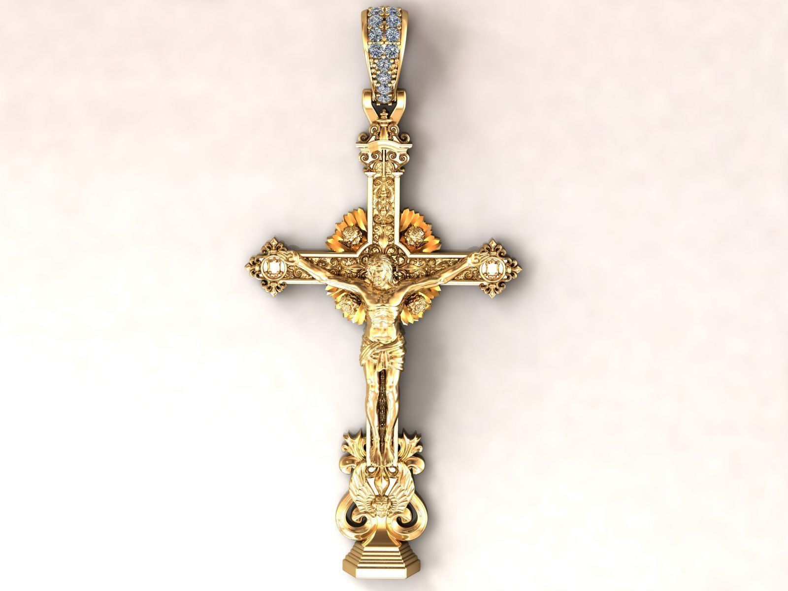 Baroque Cross Pendant 3D model 3D printable | CGTrader