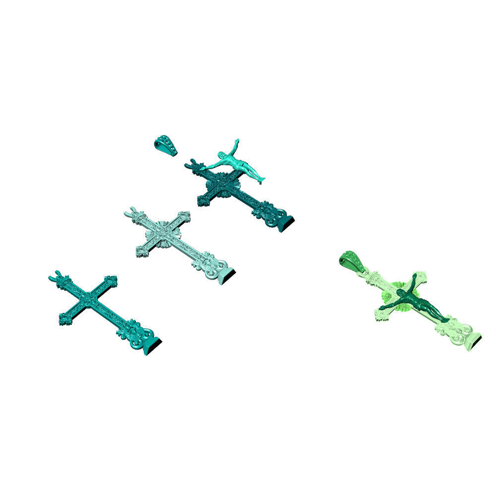 Baroque Cross Pendant 3D model 3D printable | CGTrader
