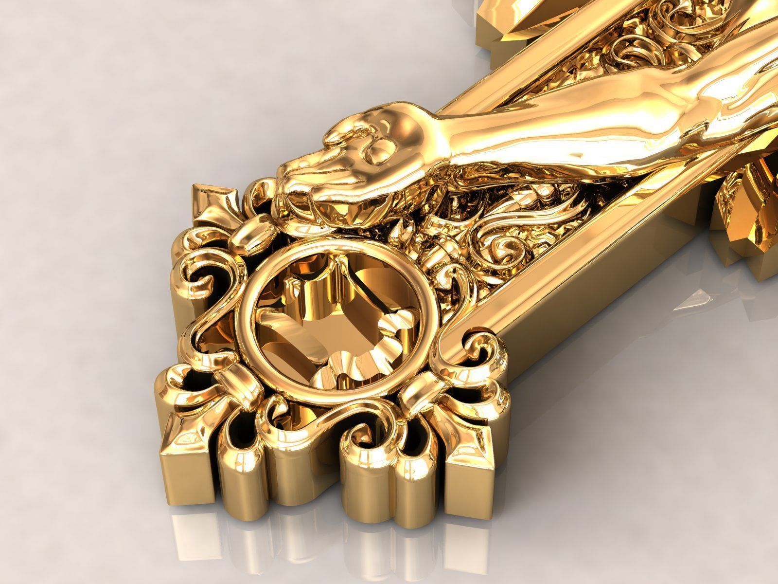 Baroque Cross Pendant 3D model 3D printable | CGTrader