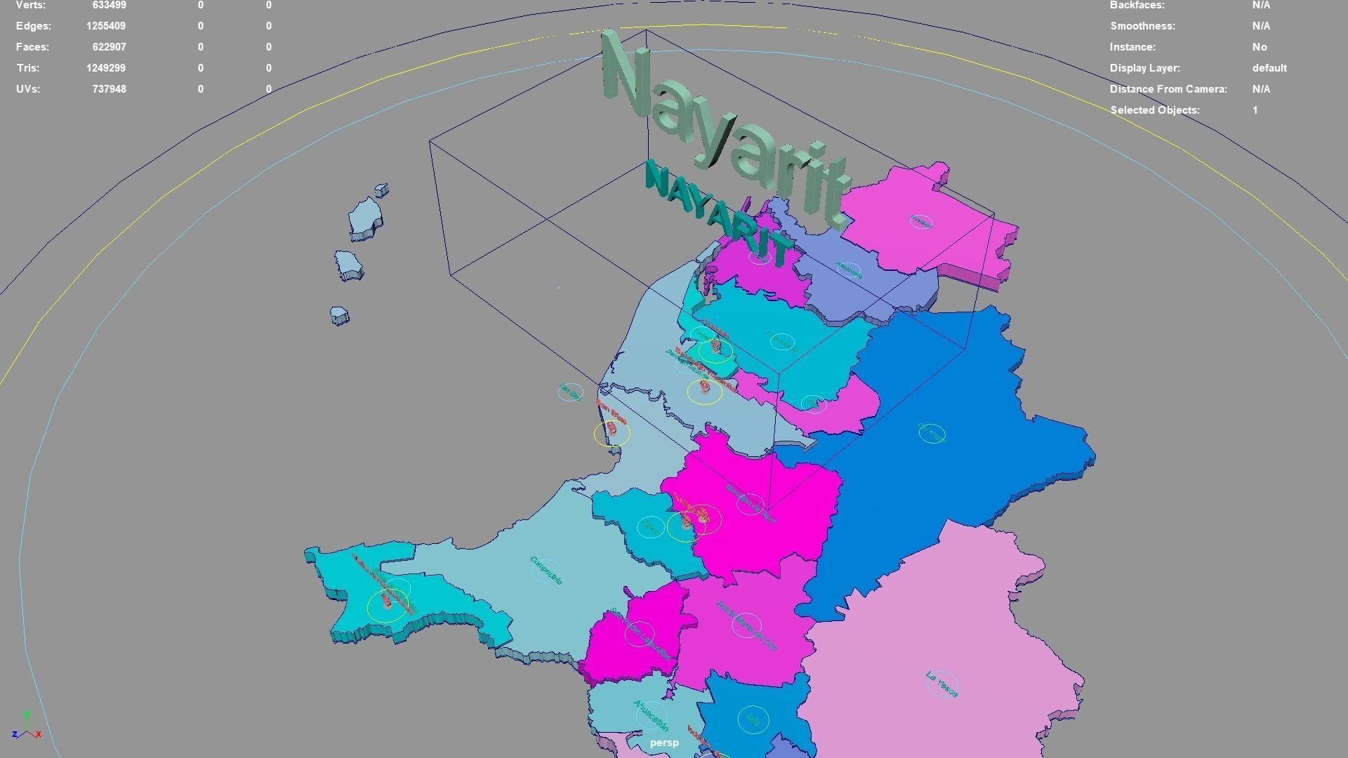 Nayarit Mexico map region geography political geographic 3D model