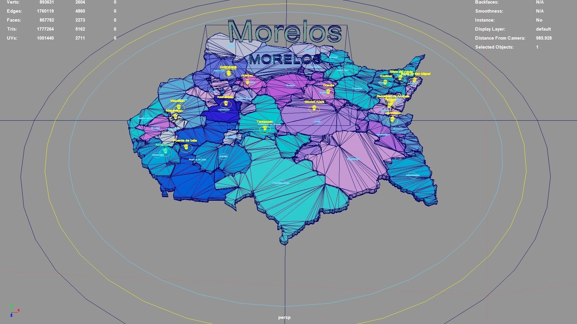 Morelos Mexico map region geography political geographic 3D model
