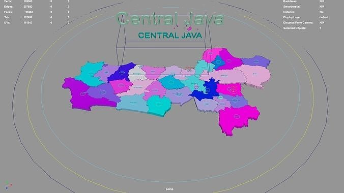 Central Java Java Indonesia map region geography political 3D model ...