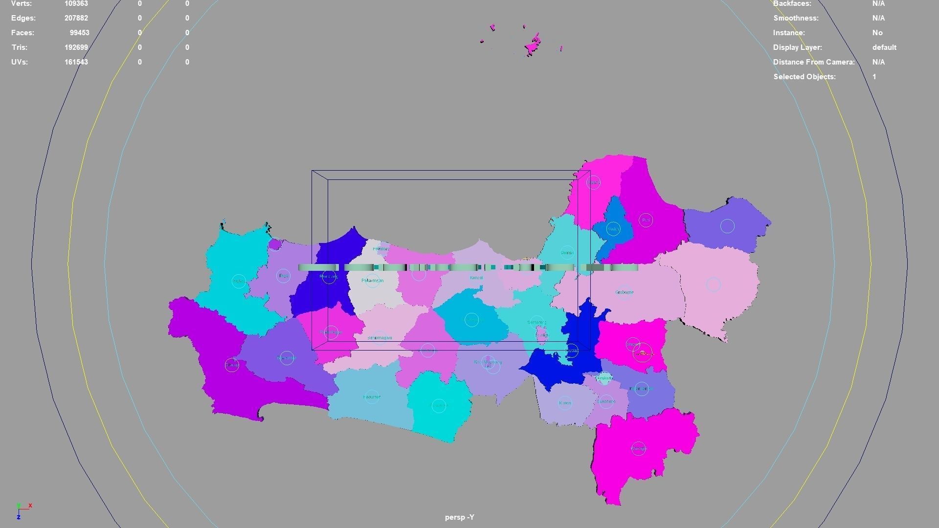 Central Java Java Indonesia map region geography political 3D model ...