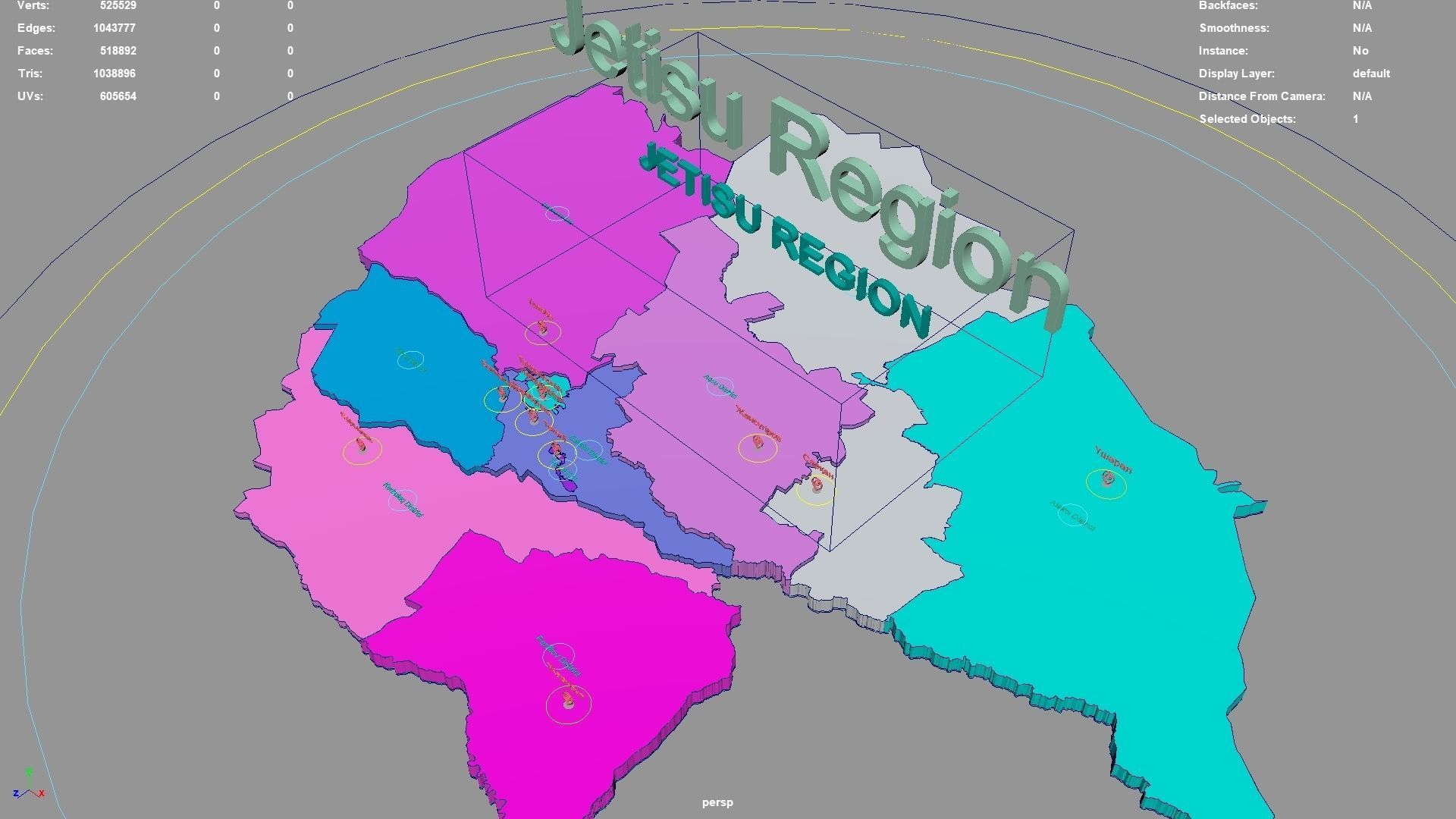 Jetisu Region Kazakhstan map region geography political 3D model rigged ...