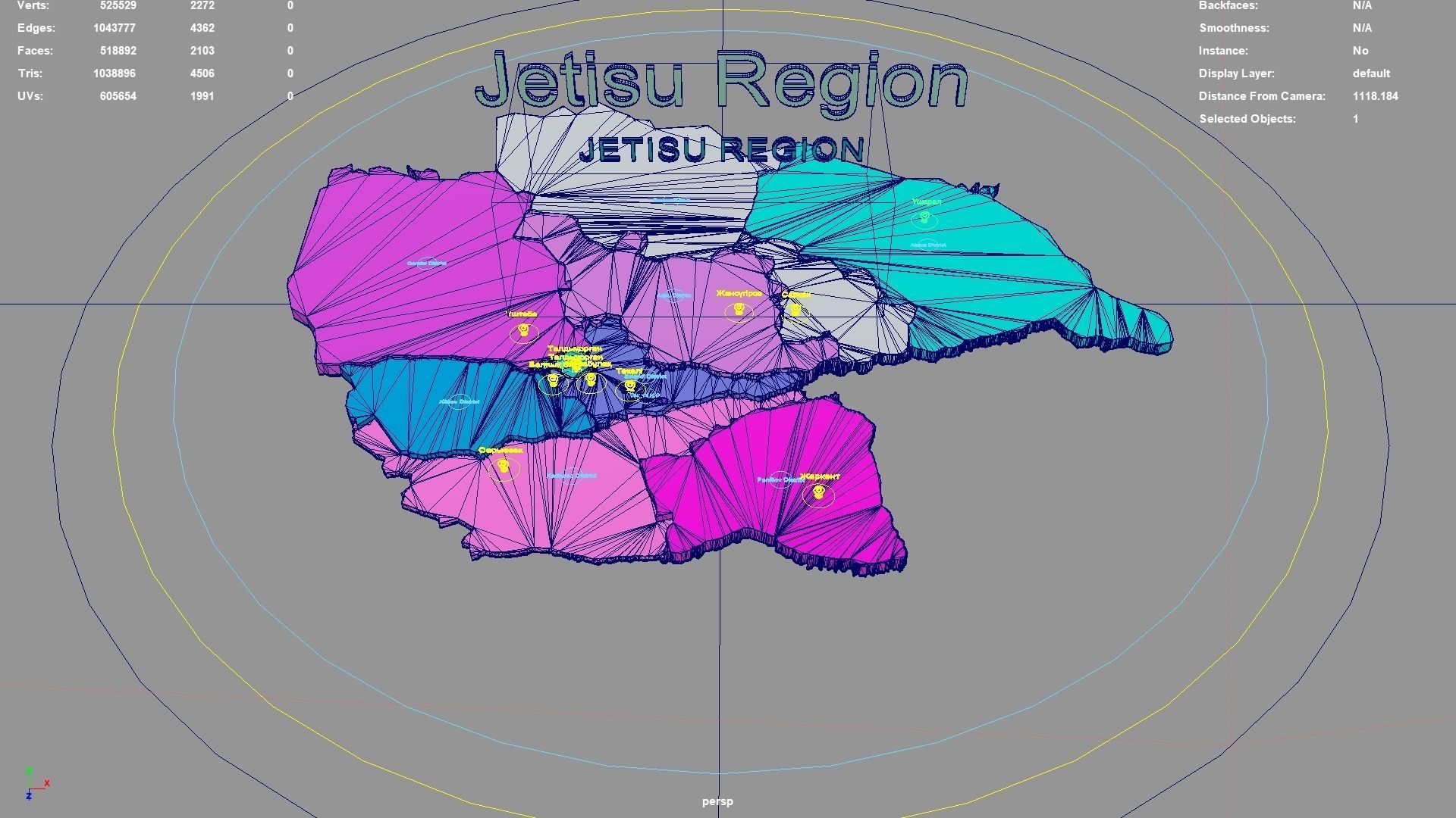 Jetisu Region Kazakhstan map region geography political 3D model rigged ...