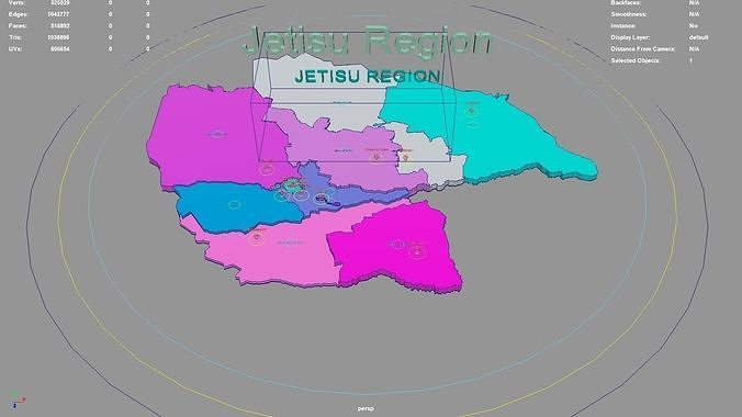 Jetisu Region Kazakhstan map region geography political 3D model rigged ...