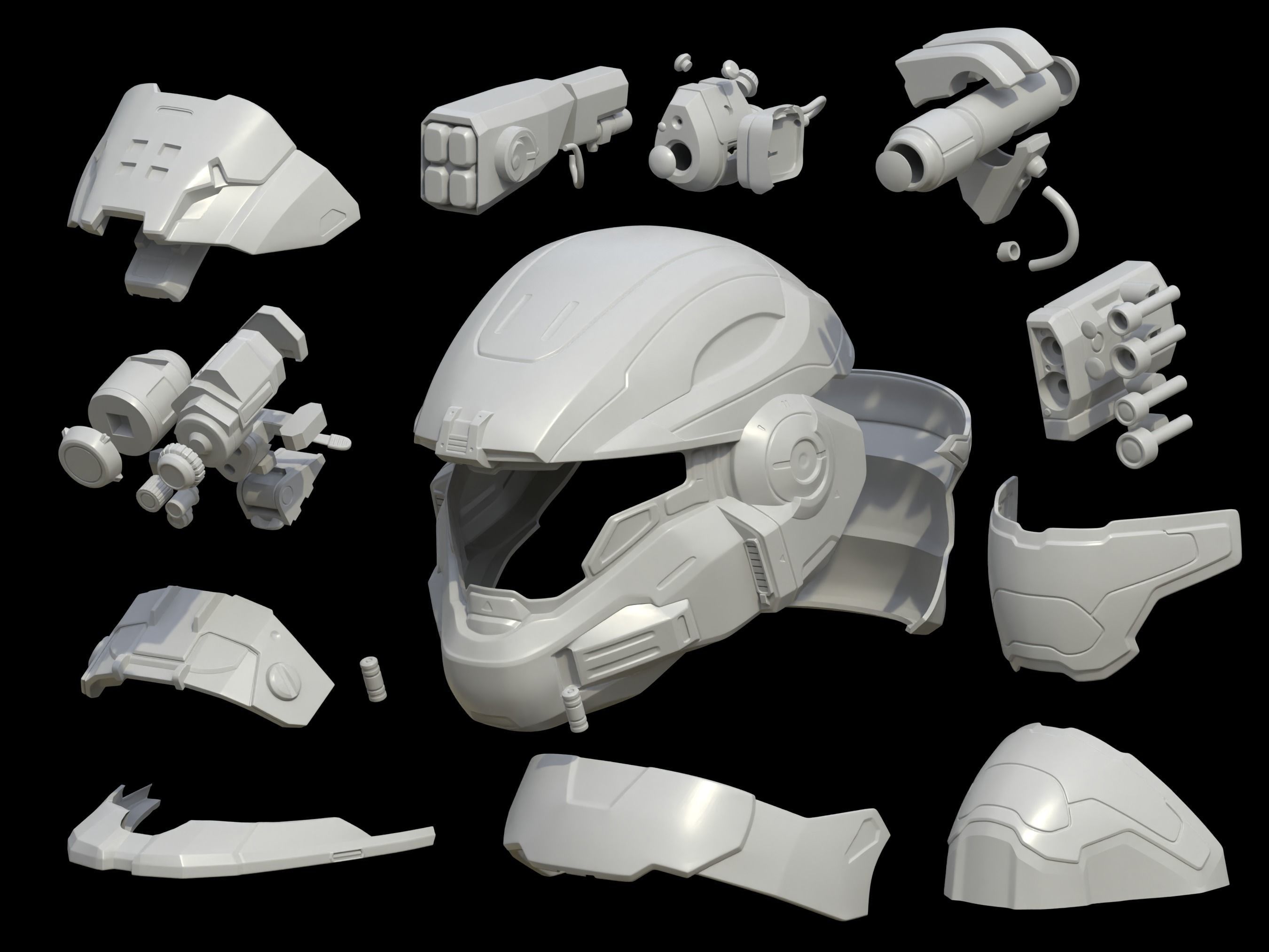 HALO MK V B helmet with attachments 3d print file 3D model 3D printable ...