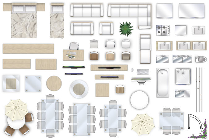 2d furniture top-down view style-4 3D model | CGTrader