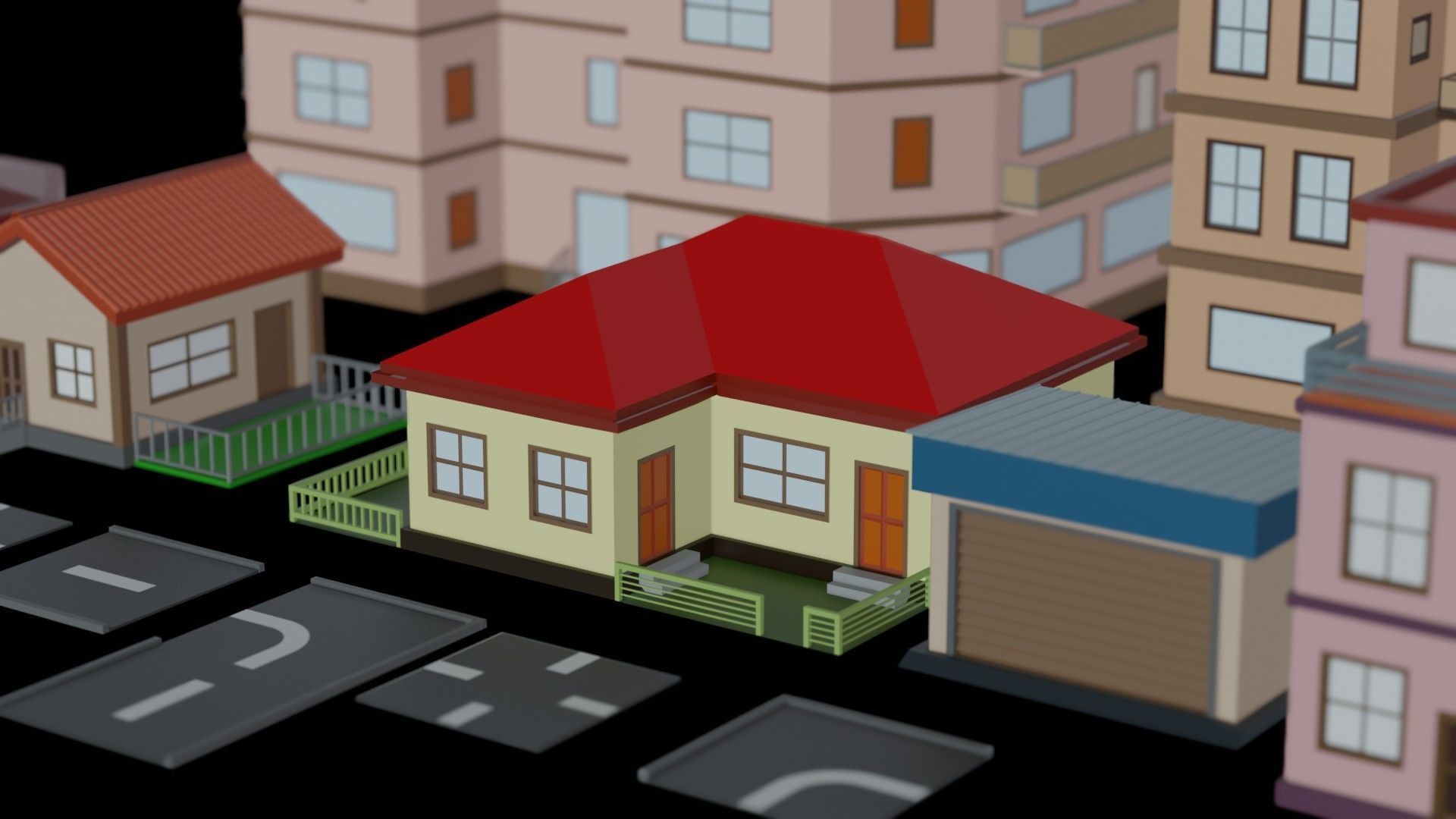 3D model Low poly City Buildings assets for 3D games VR / AR / low-poly ...