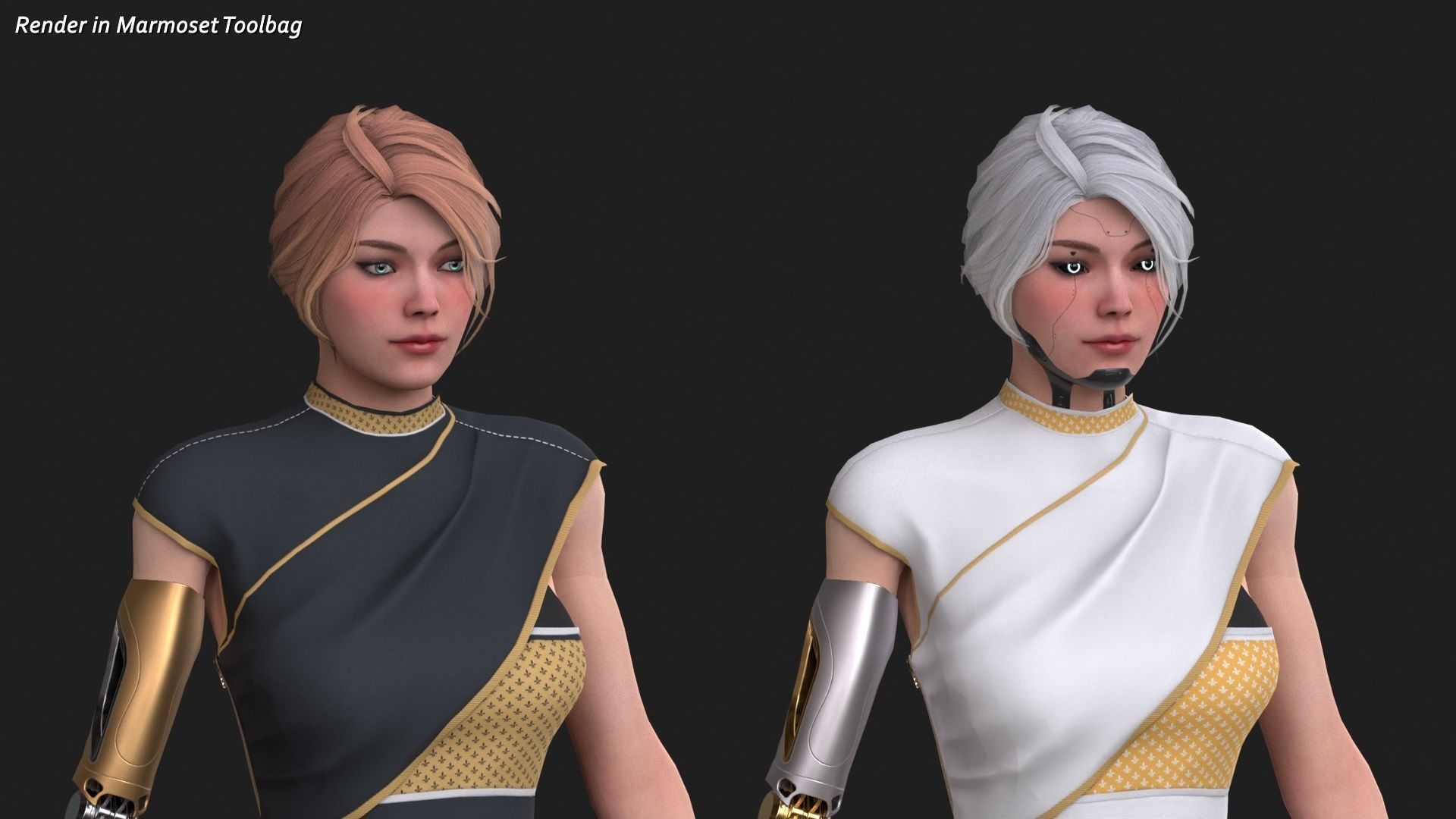 3D model Cyber Girl R35 Pack VR / AR / low-poly rigged | CGTrader
