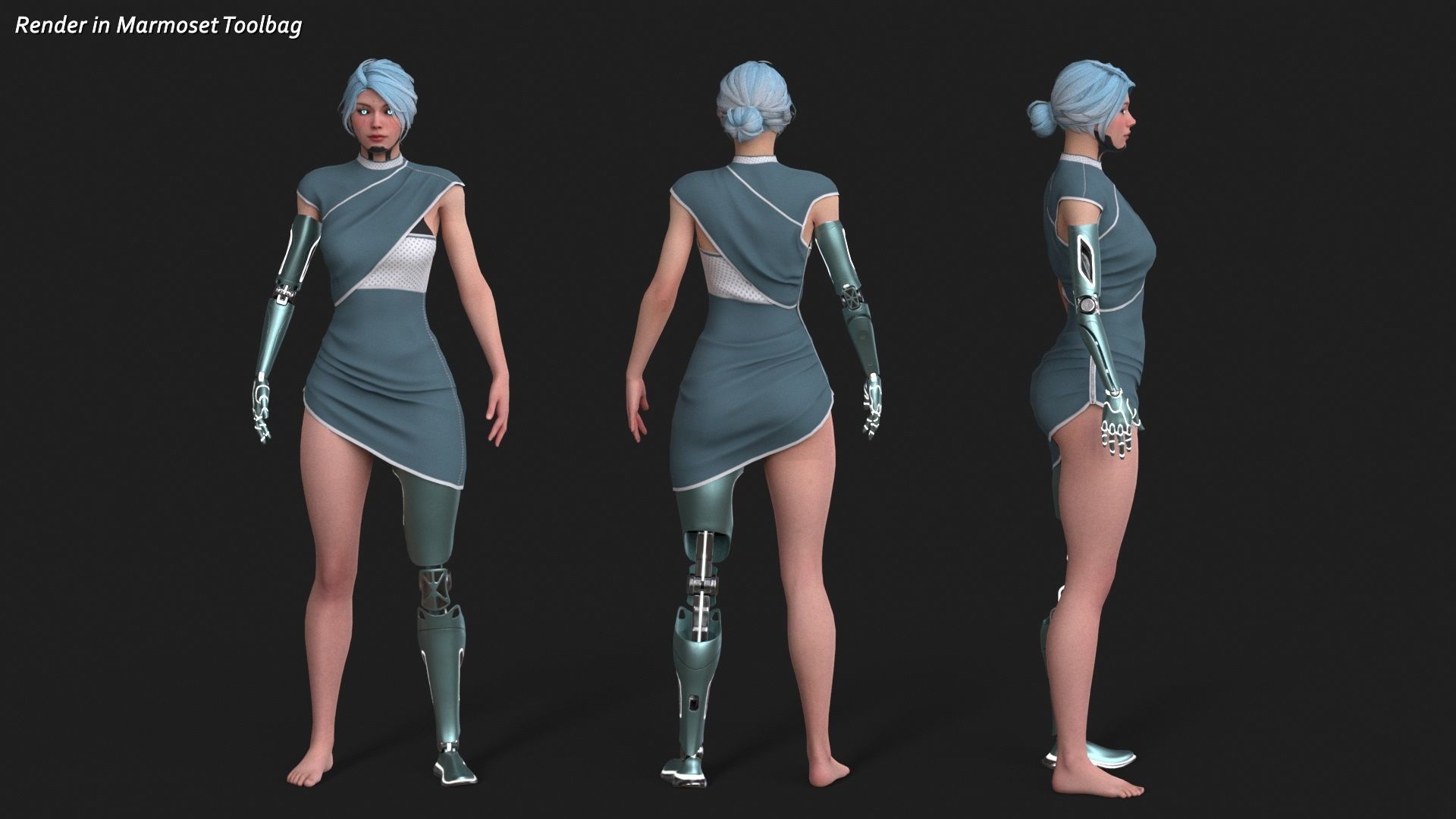3D model Cyber Girl R35 Pack VR / AR / low-poly rigged | CGTrader
