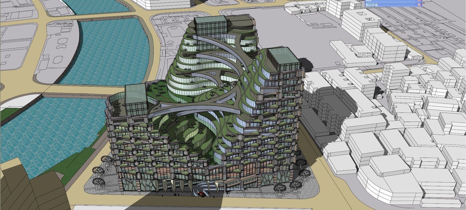 Sus Building Design SU model of high-density green integrated office building 3D model ...