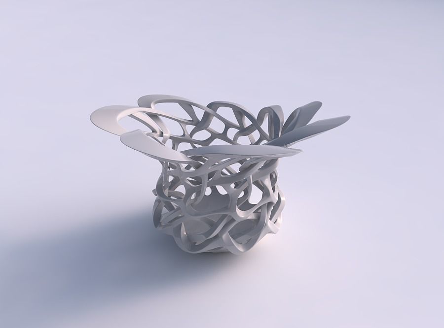 Bowl cylindrical with interlacing sharp edged lattice eccentric