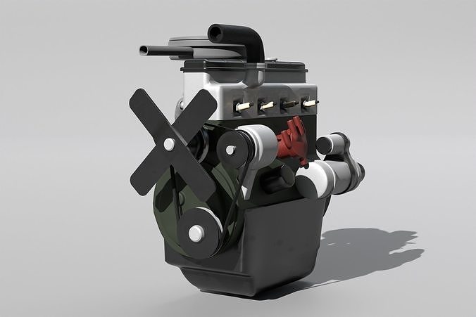 Old straight engine inline engine - simple 3D model | CGTrader