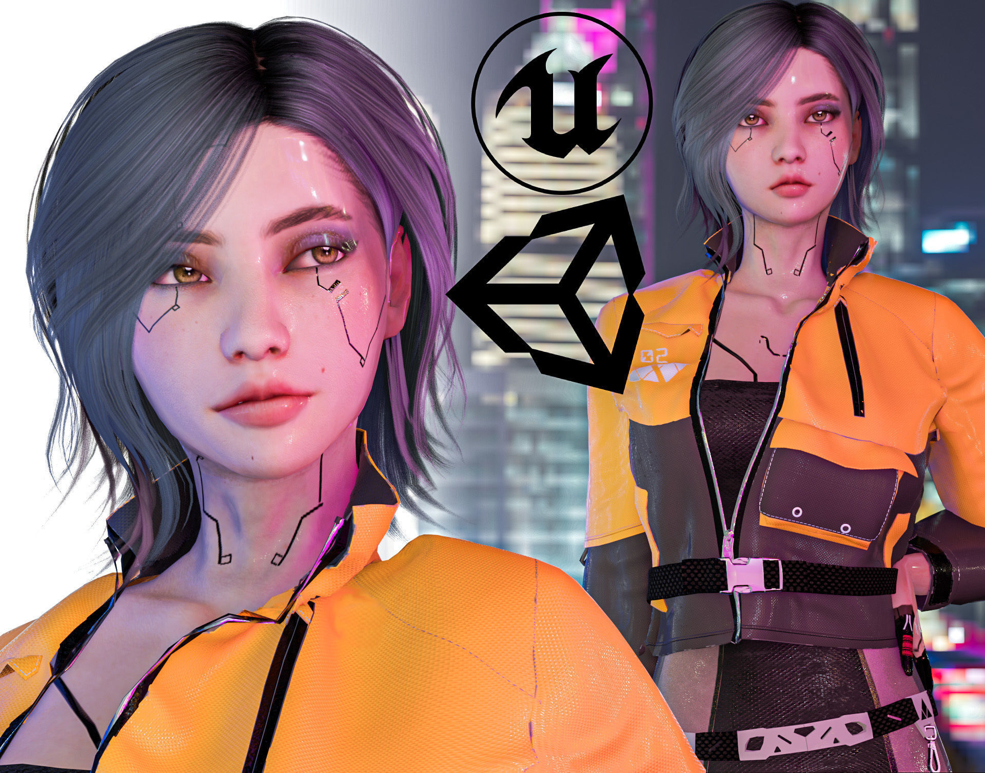 3D model Cyberpunk Girl - Game Ready VR / AR / low-poly | CGTrader