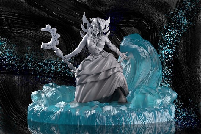 Delana the Water Mage Roleplay and Tabletop Miniature 3D model 3D ...