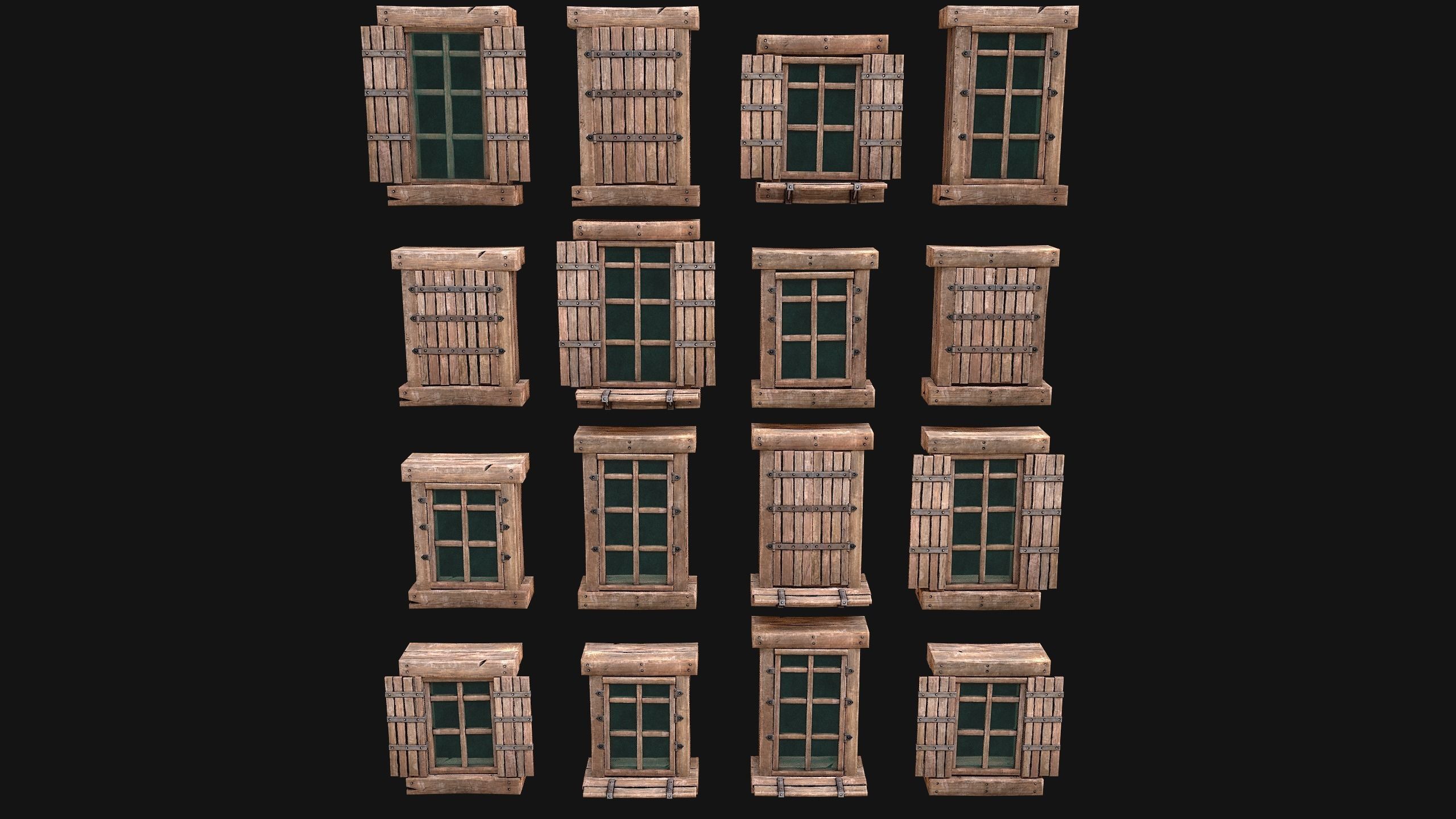 3D model Medieval Windows Set VR / AR / low-poly | CGTrader