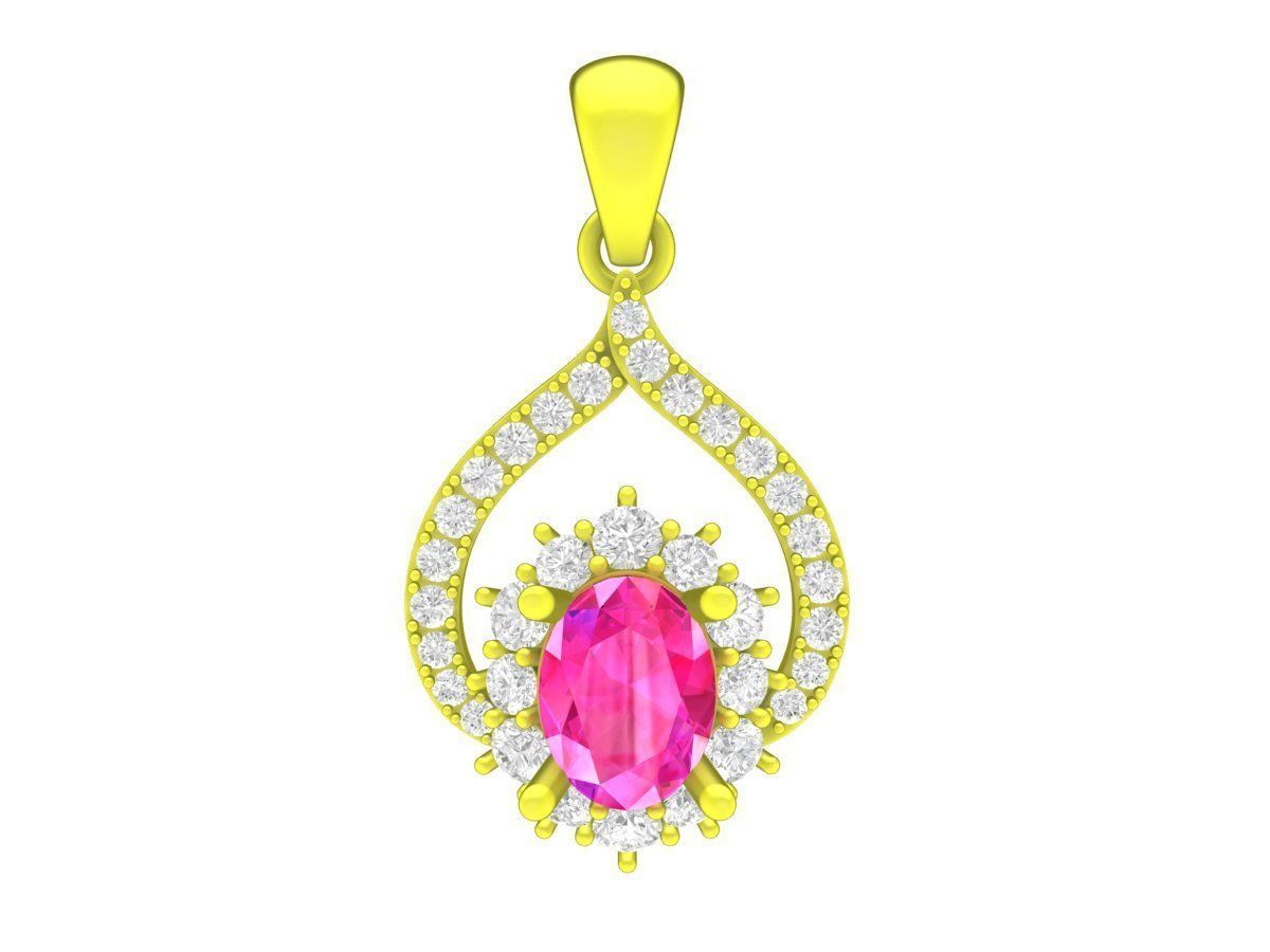 7385 oval ruby diamond women pendant 3D model 3D printable | CGTrader