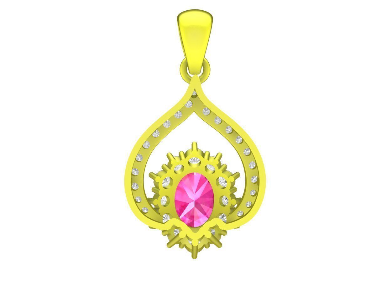 7385 oval ruby diamond women pendant 3D model 3D printable | CGTrader
