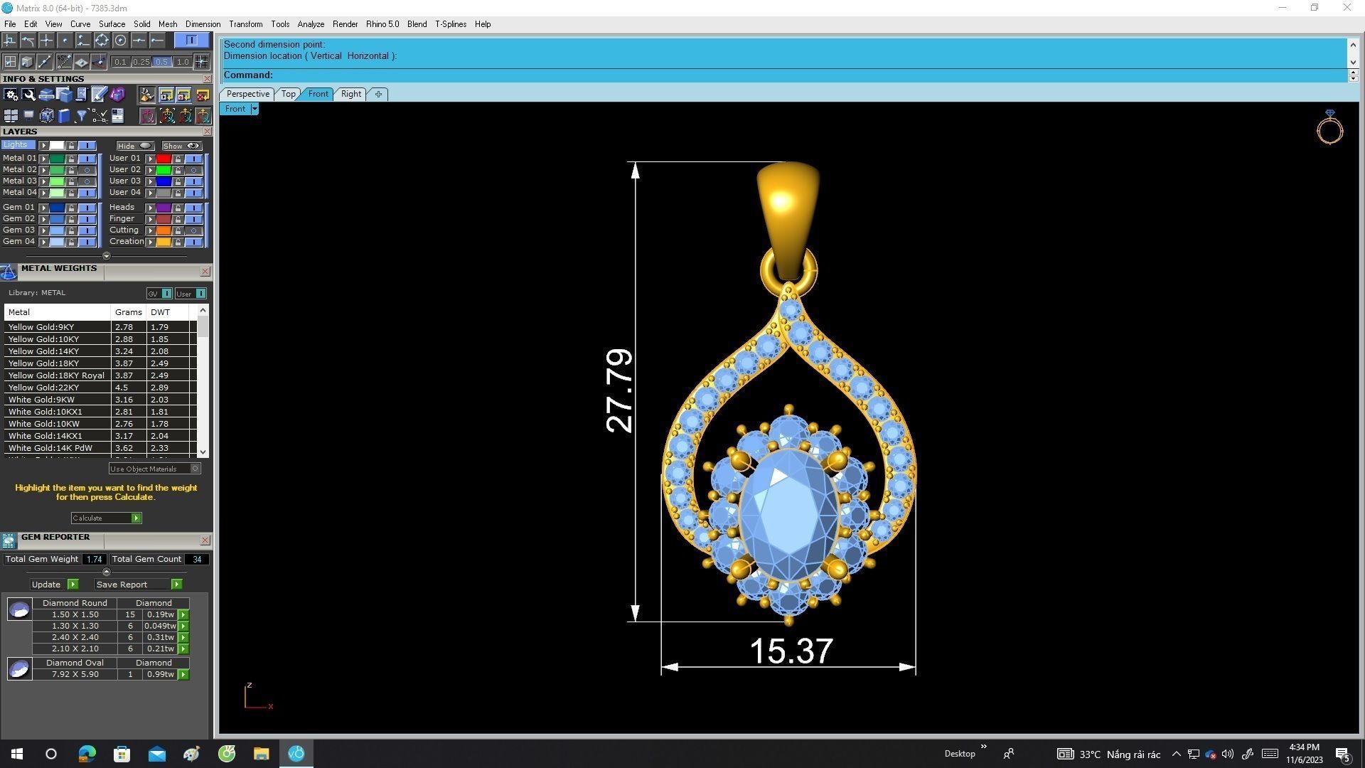 7385 oval ruby diamond women pendant 3D model 3D printable | CGTrader