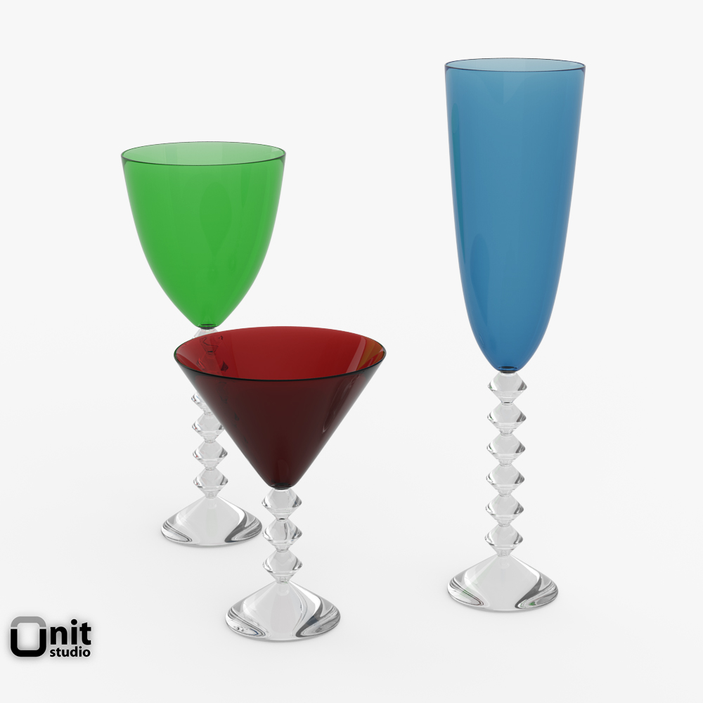 Baccarat Vega 3 wine glasses 3D model CGTrader
