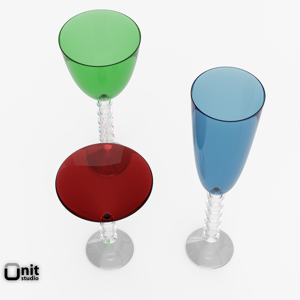 Baccarat Vega 3 wine glasses 3D model CGTrader